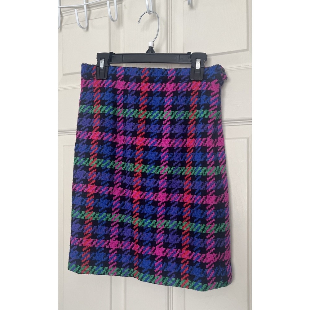 Vtg Escada Margaretha Ley Wool Mini Pencil Skirt Checkered Women's 4 Preppy